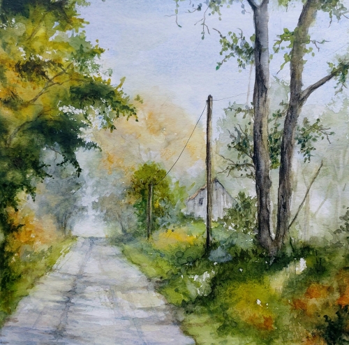 abby,aquarelle,watercolor,paysage,landscape,arbres,rivière