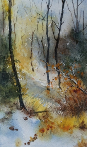 abby,aquarelle,watercolor,paysage,landscape,arbres,rivière