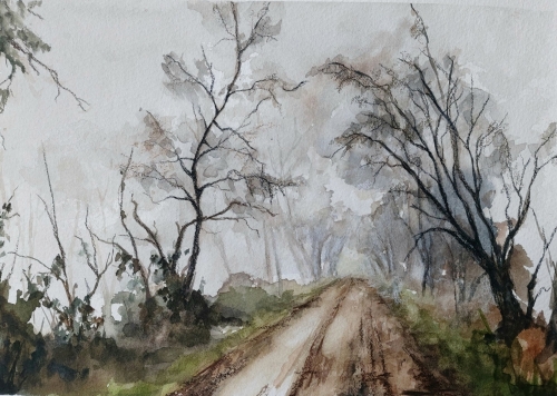 abby,aquarelle,watercolor,paysage,landscape,arbres,rivière