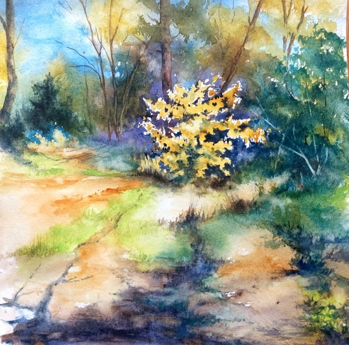 abby,aquarelle,watercolor,paysage,landscape,arbres,rivière