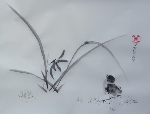 aquarelle,sumie,sumi-e,encre,abby,peinture chinoise,peinture japonaise,oiseaux