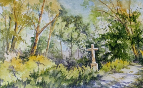 abby,aquarelle,watercolor,paysage,landscape,arbres,rivière