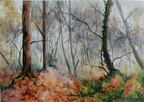 abby,aquarelle,watercolor,paysage,landscape,arbres,rivière