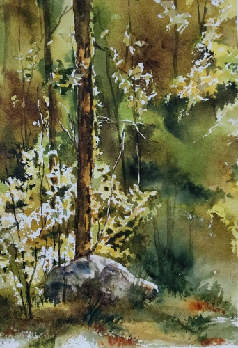 abby,aquarelle,watercolor,paysage,landscape,arbres,rivière