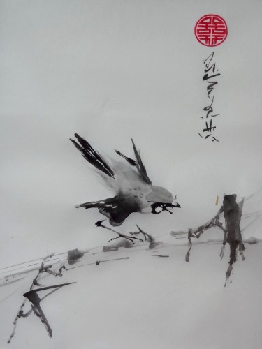 aquarelle,sumi-e,peinture chinoise,oiseaux,abby,encre