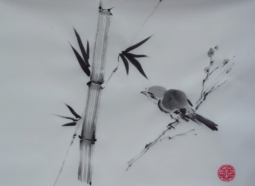 aquarelle,sumi-e,peinture chinoise,oiseaux,abby,encre