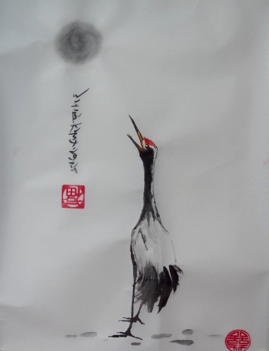 aquarelle,sumi-e,peinture chinoise,oiseaux,abby,encre