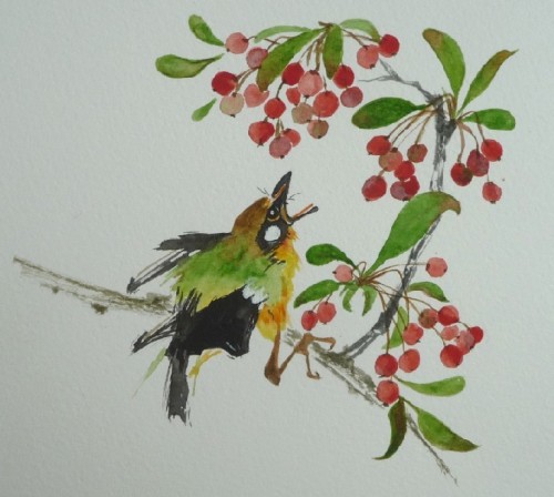 aquarelle,oiseau,animaux,nature,abby,watercolor,peinture chinoise