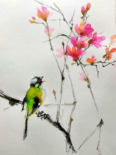 abby,aquarelle,watercolor,arbre,forêt,sous-bois,paysage,landscape,nature,peinture,art