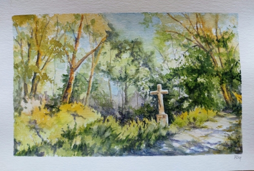 abby,aquarelle,watercolor,arbre,forêt,sous-bois,paysage,landscape,nature,peinture,art